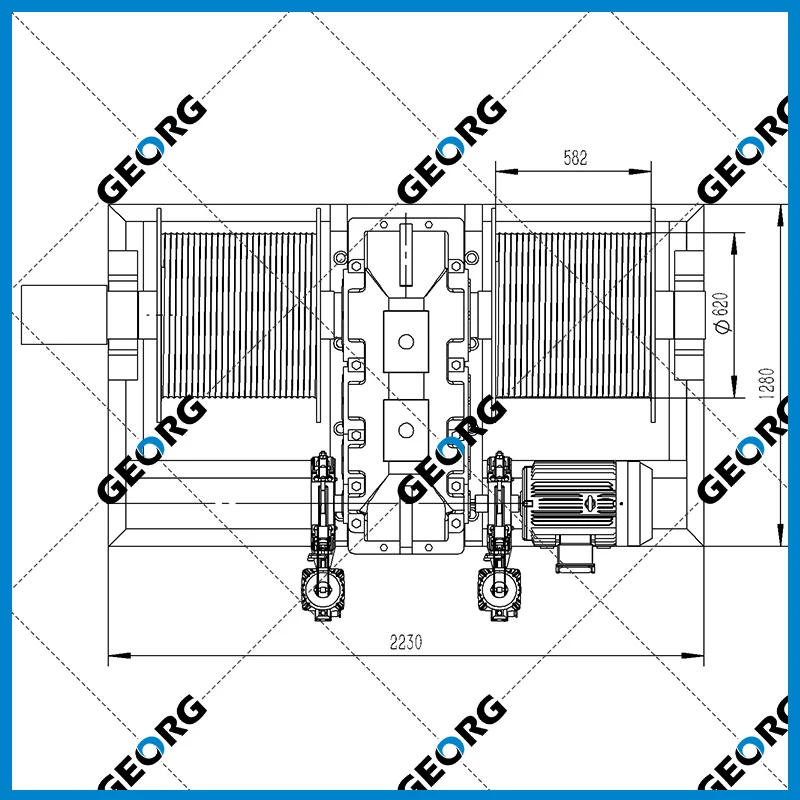 双吊点卷扬机，双卷筒卷扬机-平行轴型B-卷扬机非标定制找GEORG-乔格机械设计制造（上海）有限公司